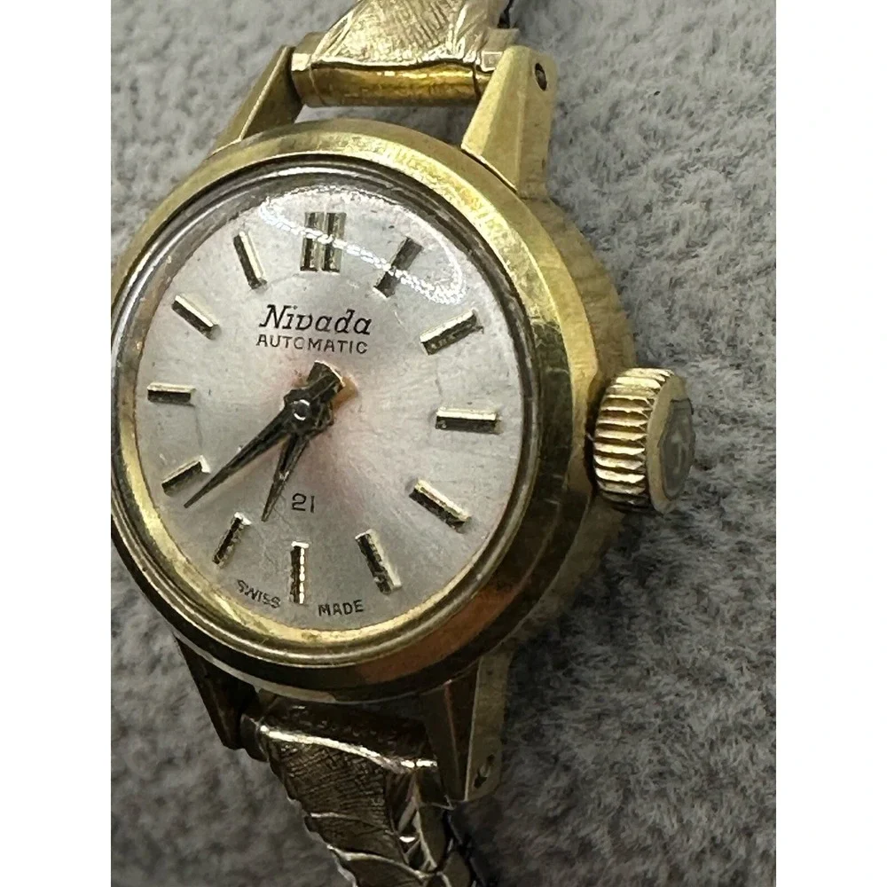 Nivada Automatic Womens Watch 21 Jewels‎ Swiss Made Gold Plated 18MM 6